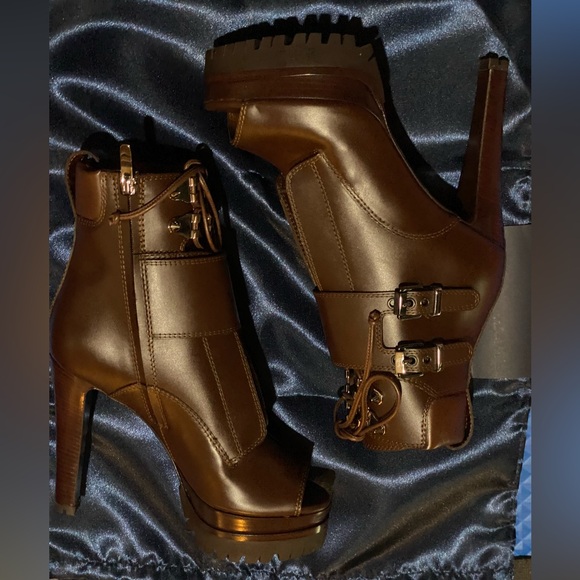 Sergio Rossi Brown Leather High Heel Ankel Boots - Picture 6 of 13